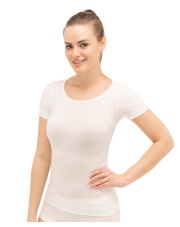 Wełniana damska koszulka z merino COMFORT WOOL kremowy BRUBECK 