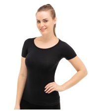 Wełniana damska koszulka z merino COMFORT WOOL czarna BRUBECK