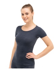 Wełniana damska koszulka z merino COMFORT WOOL granatowa BRUBECK