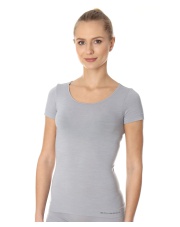 Wełniana damska koszulka z merino COMFORT WOOL popielaty BRUBECK