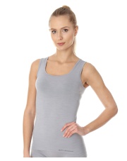 Damska koszulka na ramiączkach z wełną merino COMFORT WOOL jasnoszara BRUBECK