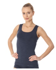 Damska koszulka na ramiączkach z wełną merino COMFORT WOOL granatowy BRUBECK