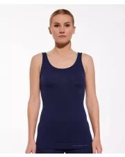 Koszulka damska bez rękawów COMFORT MERINO bRUBECK granatowa