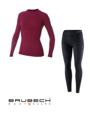 Zestaw damski Brubeck z wełną merino ACTIVE WOOL bordowy