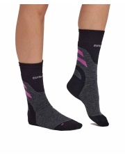 Skarpety damskie TREKKING MERINO Brubeck grafitowo/fuksjowy