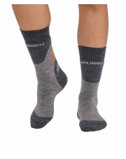 Skarpety damskie TREKKING MERINO Brubeck jasnoszary-pomarańczowy