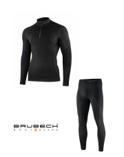 Zestaw bielizny Brubeck Extreme merino czarny spodnie LE1352 + bluzka LS1610