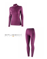 Zestaw bielizny Brubeck Extreme merino bluzka LS1609 + spodnie LE1351 fuksja