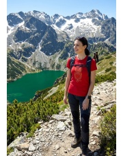 Koszulka damska z krótkim rękawem Brubeck OUTDOOR WOOL PRO malinowa