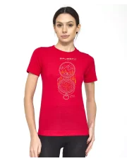 Koszulka damska z krótkim rękawem Brubeck OUTDOOR WOOL PRO malinowa