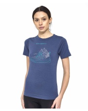 Koszulka damska z krótkim rękawem Brubeck OUTDOOR WOOL PRO niebieska