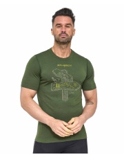 Koszulka męska z krótkim rękawem OUTDOOR WOOL PRO -ciemnozielony