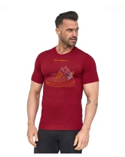 Koszulka męska z krótkim rękawem OUTDOOR WOOL PRO - ciemnoczerowny 