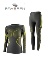 Zestaw damski bielizny Brubeck Dry LS1736W+ LE1431W szary-limonkowy