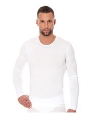 Bawełniana męska koszulka z długim rękawem BRUBECK COMFORT COTTON - biała