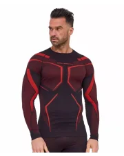  Męska termoaktywna bluza Brubeck z długim rękawem DRY czarny/czerwony